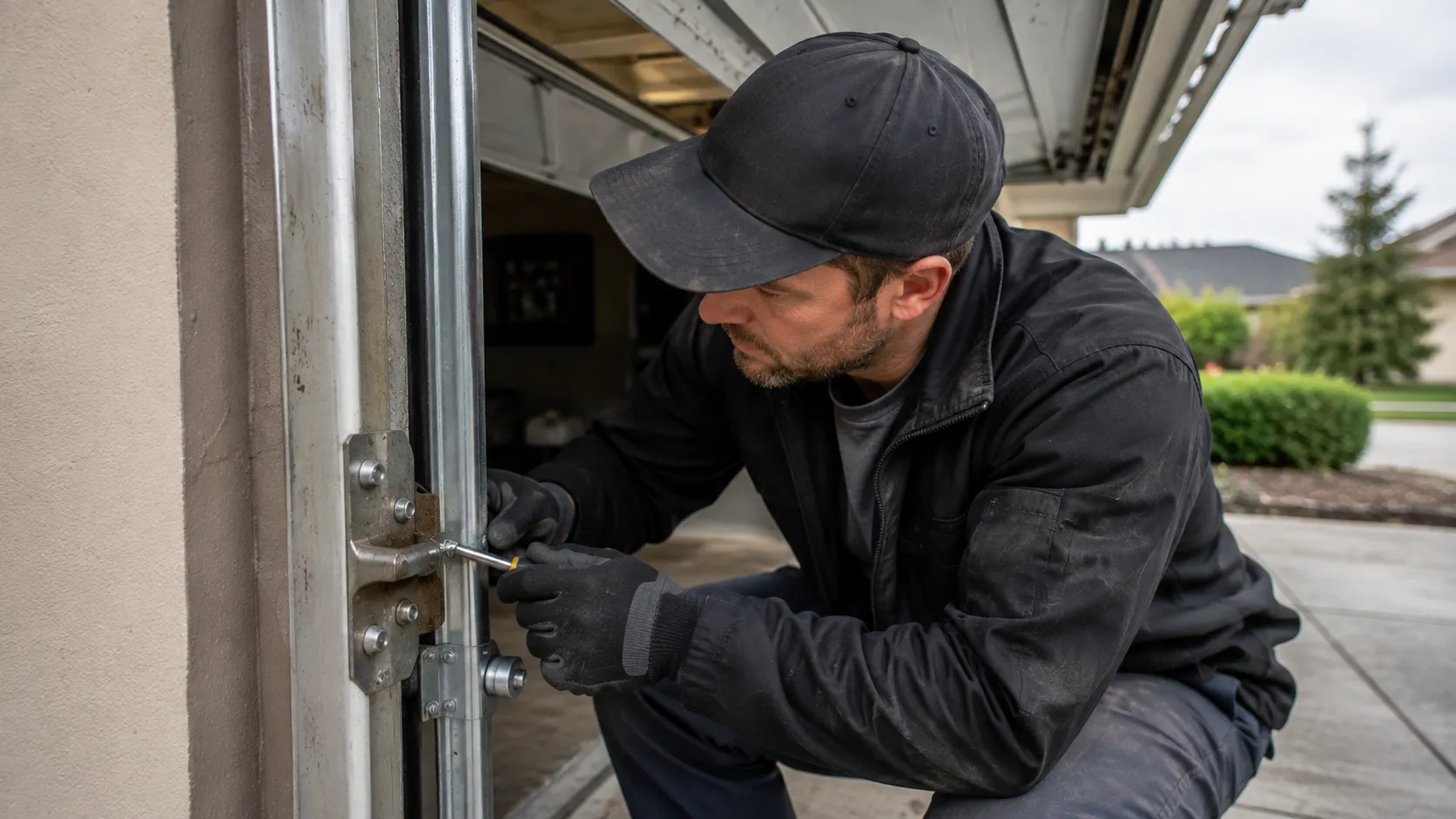 Garage door detail illustrating what a service call covers in fond du lac