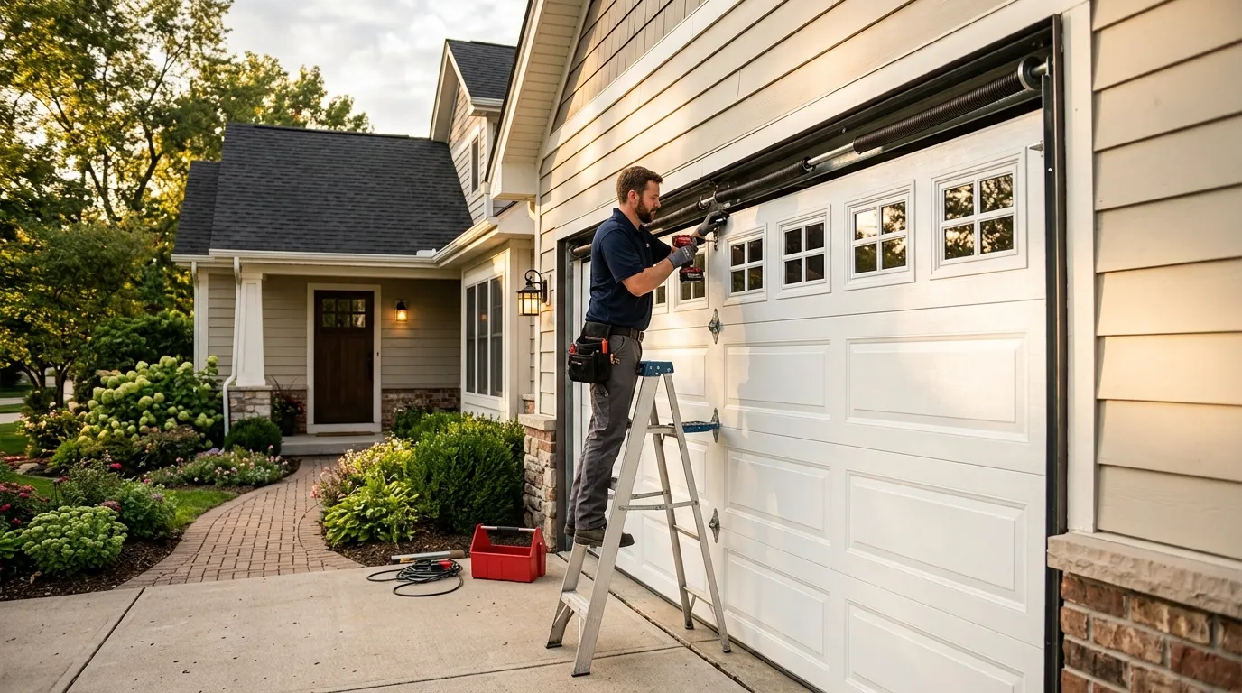 New residential garage door installed on a Fond du Lac Wisconsin home